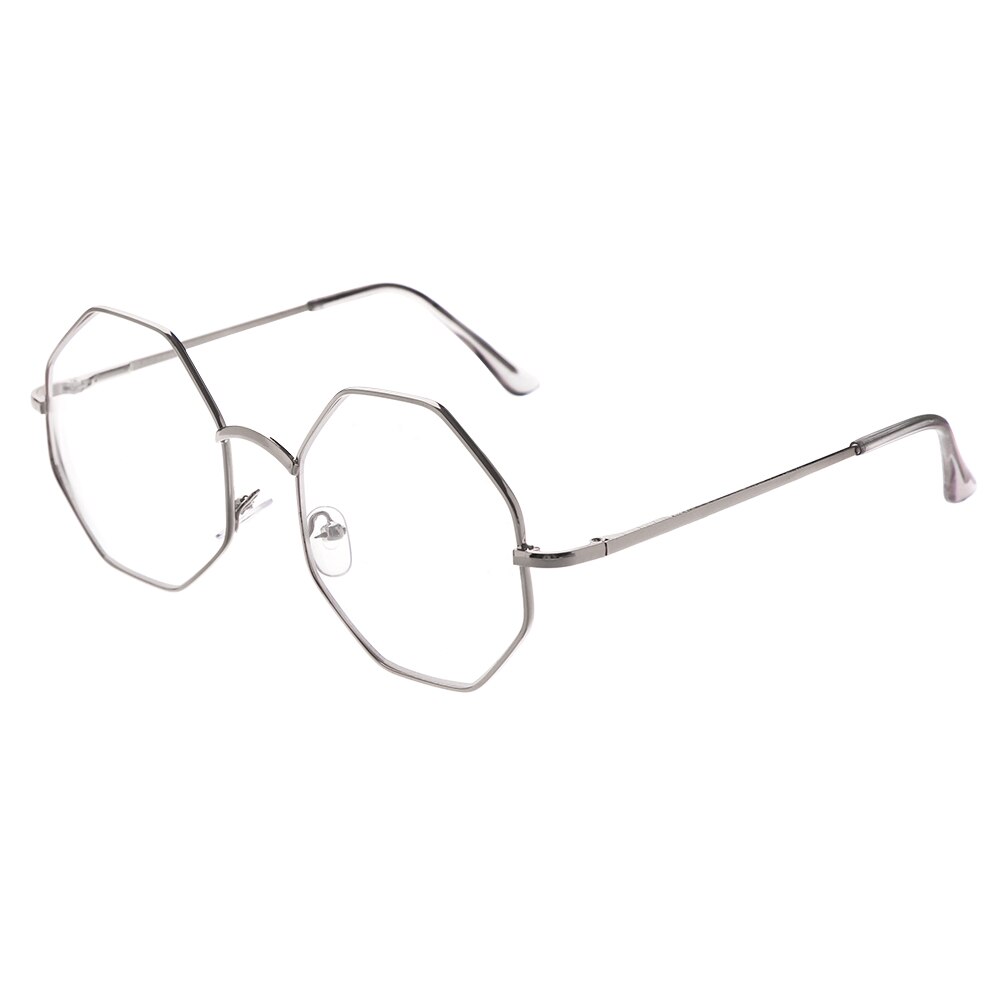 Metalen Polygon Leesbril Vrouwen Mannen Ultra Lichte Hars Verziend Brillen Eyewear Vergrootglas Bril Dioptrie-1.00 ~-4.0: +250 / Silver