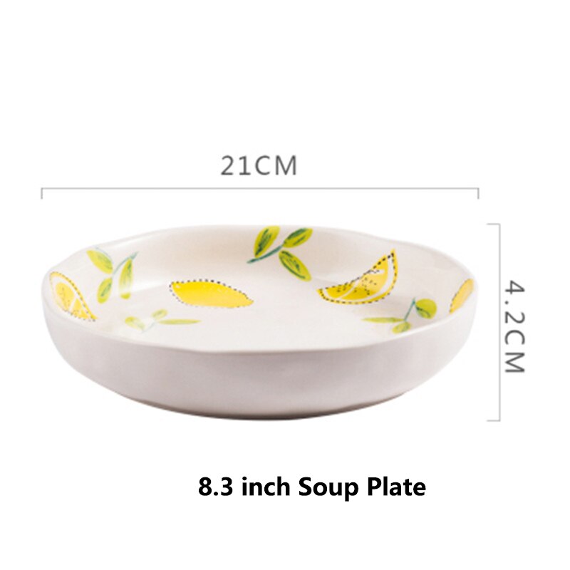 Lemon Pattern Dishes Dishes And Plates Sets Dinner Plates Steak Dish Bone China West Plate Dishes: 8.3inch Soup Plate