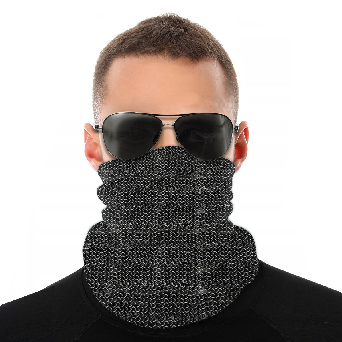 Chainmail Medieval Armor Art adult Head Bandana Magic Neckerchief Face Cover Versatility Caps Cycling Elastic snood scrunchie: Default Title