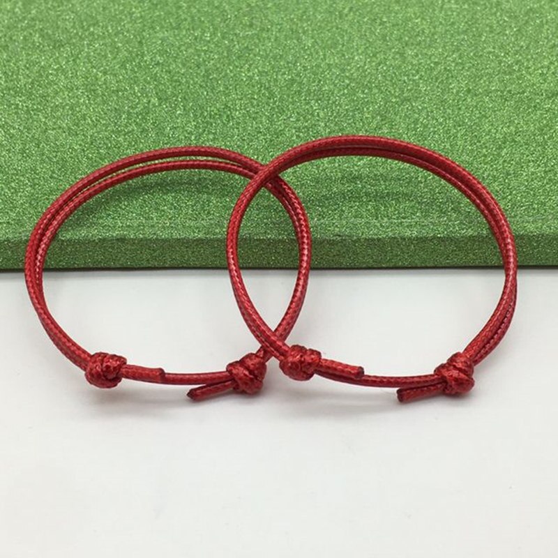 Hot 2 pz/set semplice cavigliere fatte a mano corda regolabile fortunato braccialetto alla caviglia gioielli piede per donna uomo coppia cavigliere catena: Red Red