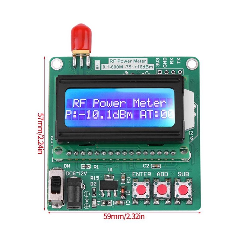 Digital LCD Display Power Meter RF Power Meter -75-16 DBm 1-600MHz Radio Frequency Attenuation Value