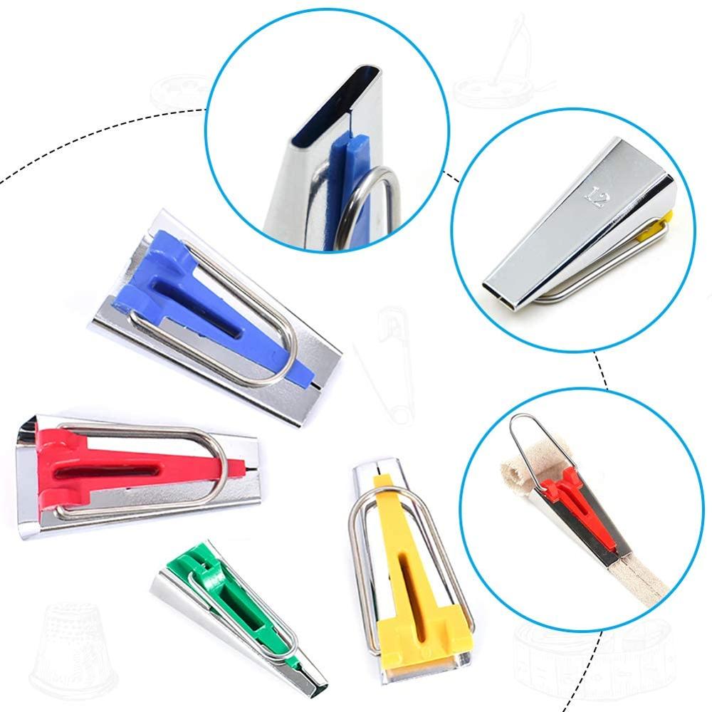 LMDZ Bias Tape Maker Set - 4 Sizes Fabric Bias Tape Maker Tools 6mm 12mm 18mm 25mm Fabric Sewing Quilting Bias Binding Maker