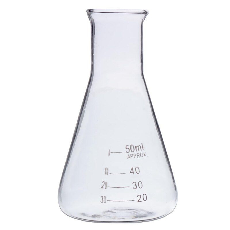 1 stks 50 ml Transparante Wetenschappelijke Glas Erlenmeyer Lab Onderwijs Chemische Experimenten schepen Glaswerk Laboratorium Apparatuur