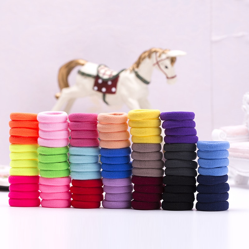 100pcs Girls Hair Band Colorful Nylon Small Elastic Hair Bands Children Ponytail Rubber Bands Kids Hair Accessories