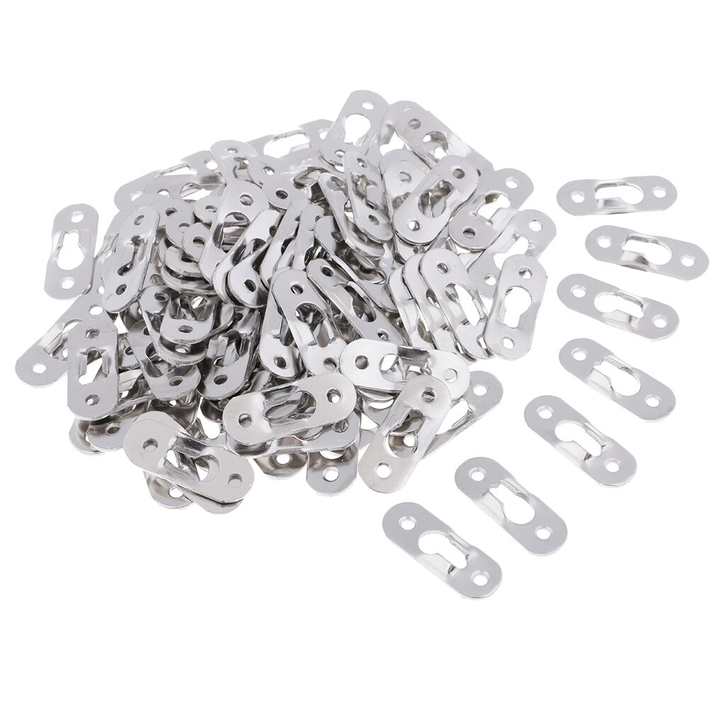 100 Pcs Sliver Heavy Duty Keyhole Hangers Photo Frame Hook Picture Hangers