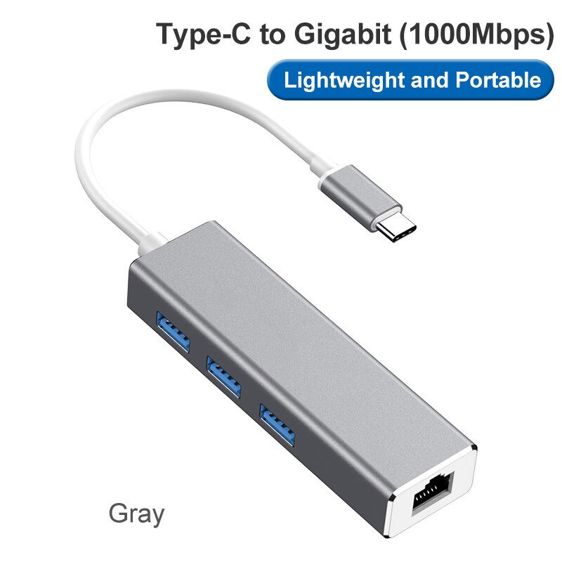 Hub usb 4 ports 4-en-1 hub usb type c hub station d'accueil: Grey