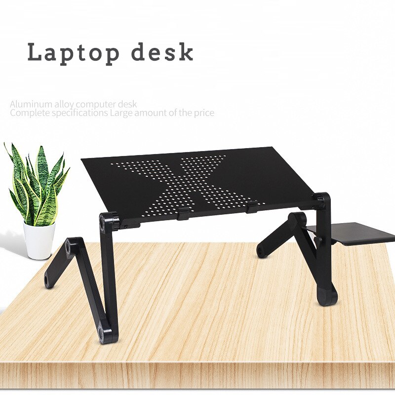 Mesa de alumínio ajustável portátil ergonômico portátil lapdesk bandeja suporte de mesa notebook suporte de mesa com mouse pad