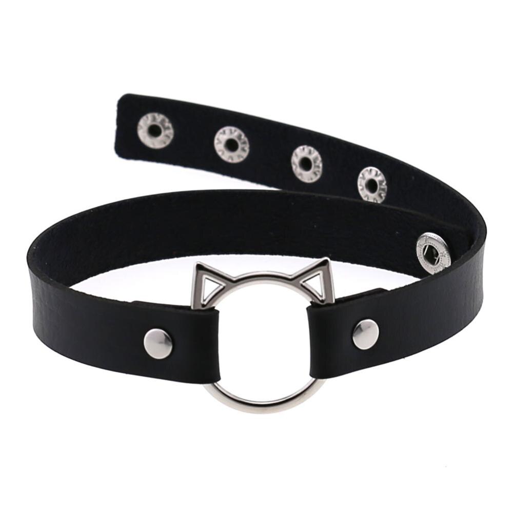 PHYANIC Trendy Woman Gothic Punk PU Chokers Leather Cute Hollow Cat Collar Choker Jewelry Accessories