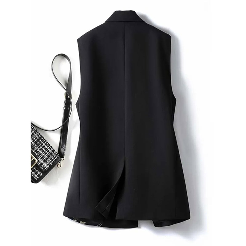 NewSplicing Suit Vest Female Autumn Contrast Joker Temperament Sleeveless Waistcoat Coat Female Jacket Tops