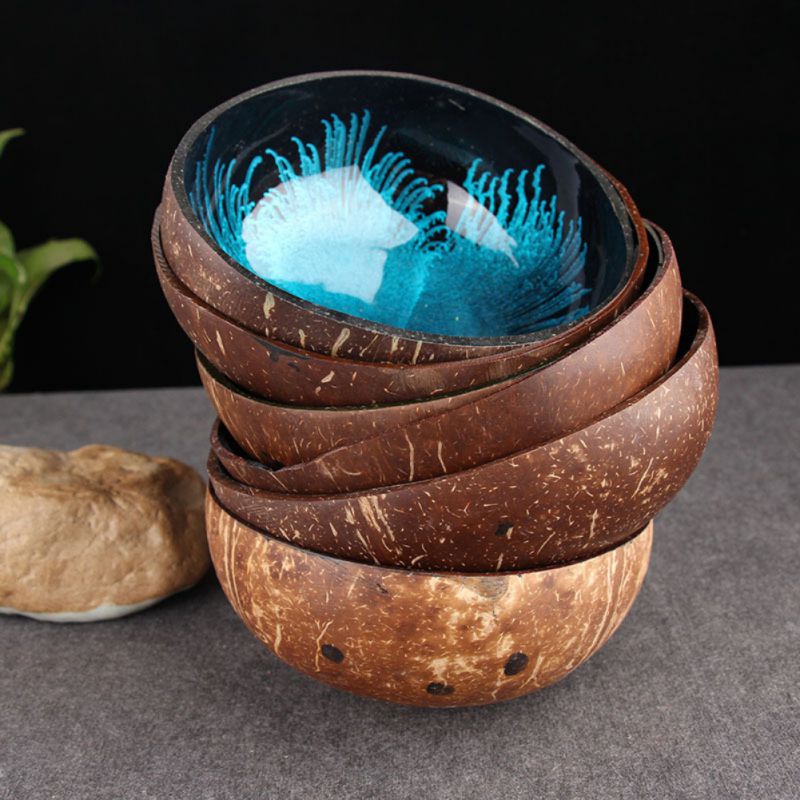 Creatieve Natuurlijke Kokosnoot Kom Inkt Decoratie Opslag Kom Milieuvriendelijke Soep Salade Ramen Kokosnoot Kom