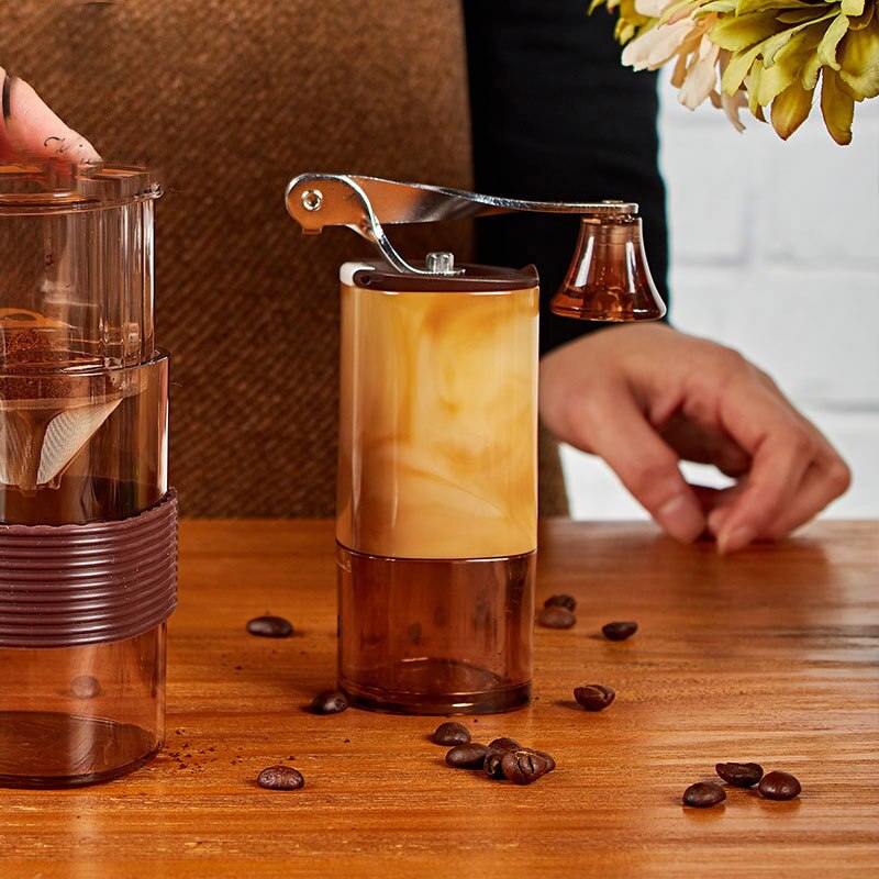 Mini Manual Coffee Grinder Washable Adjustable Stainless Steel Portable Coffee Grinder Coffeeware Beans Grainding Machine: Amber