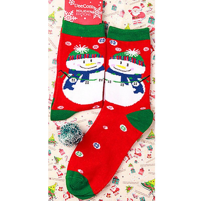vrouwen Winter Sokken Kerst Cartoon Print Lange sokken Kerstcadeau Warme Zachte Kerstman Elanden sok: 9