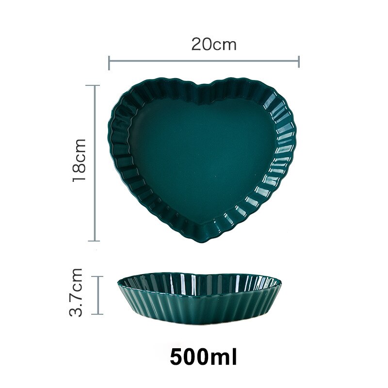 Utensilio de cocina de lujo, plato de cerámica Esmeralda, bandeja de aperitivo de cerámica, contenedor de frutos secos, platos para servir para fiestas: Heart