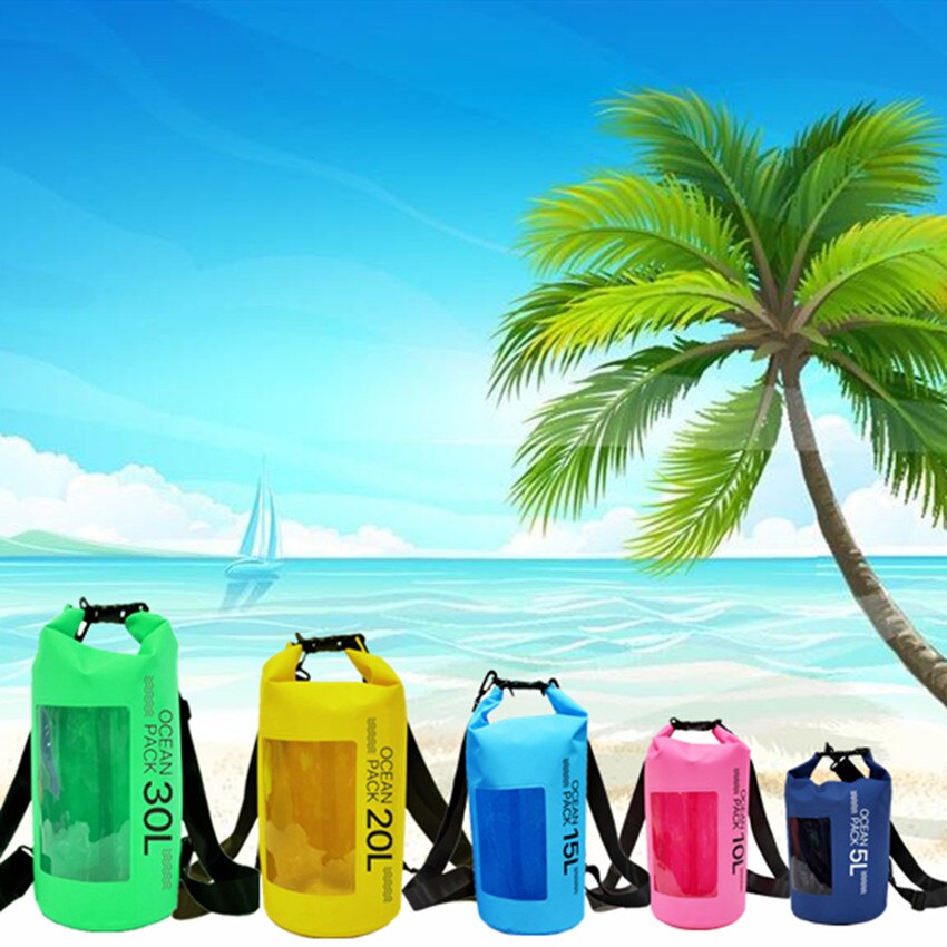 PVC Waterproof Dry Bag 2L 5L 10L 20L 30L Outdoor Diving Foldable Man Women Beach Swimming Bag Rafting River Ocean backpack