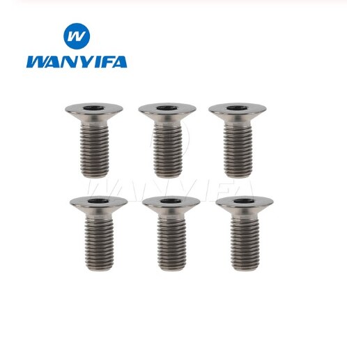 Wanyifa titan bolt  m6 x 10 15 25 30 35 40mm ti forsenkede skruer unbrakon flatt hode for sykkel tilbehør