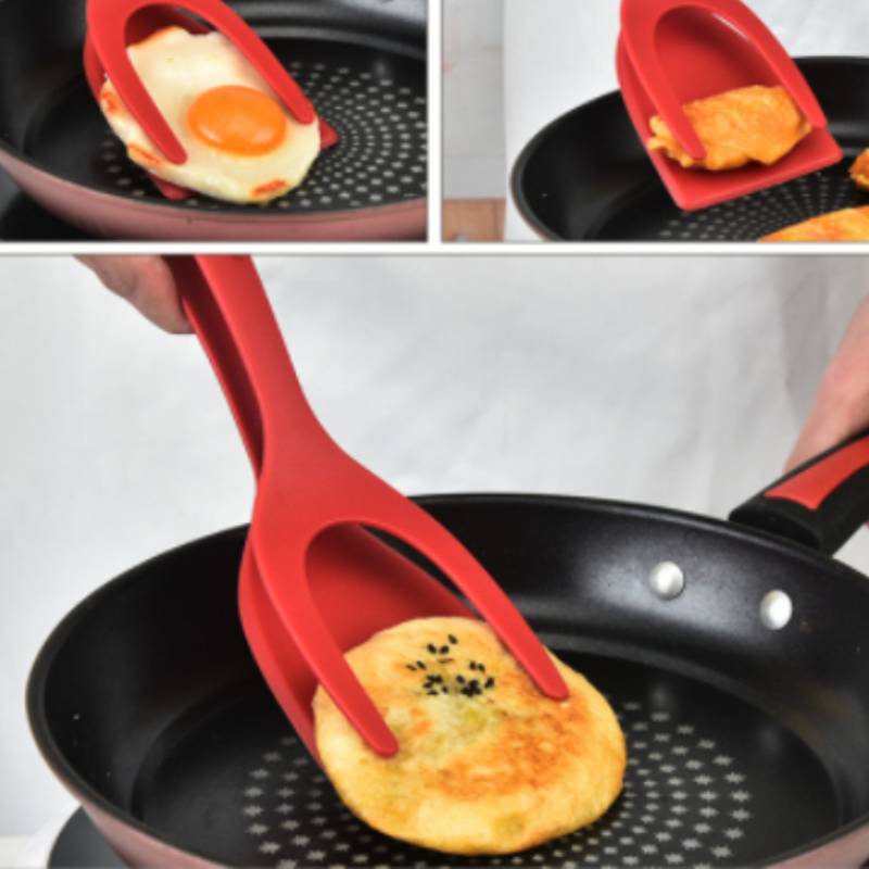 2-in-1-Küchenzubehör, Küchenhelfer-Sets, Omelett-Spatel, Küche, Silikon-Spatel für Toast, Pfannkuchen, Ei, Klappzange, Cocina