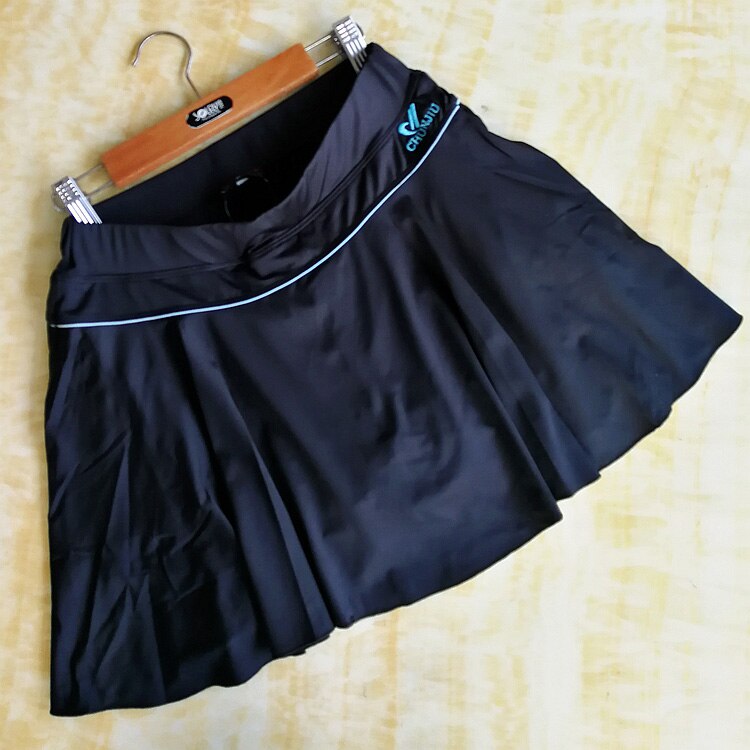Sommer kvinder badminton sportsnederdele tennis skorts drapering nederdel en delt nederdel lotus leaf stretch til piger: Sort / M