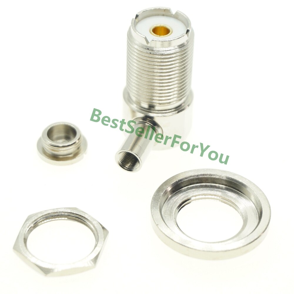 UHF Female SO239 SO-239 Jack Right Angle Solder Connector 90 Degree LMR195 RG58 RG400 RG142 Cable