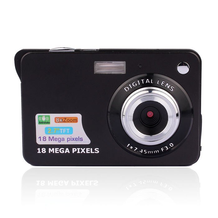 Digital Camera 2.7 inch TFT Screen 18MP Max 8x Digital Zoom Camcorder 3.0MP CMOS sensor 720P Video camera Anti-shake function: Black