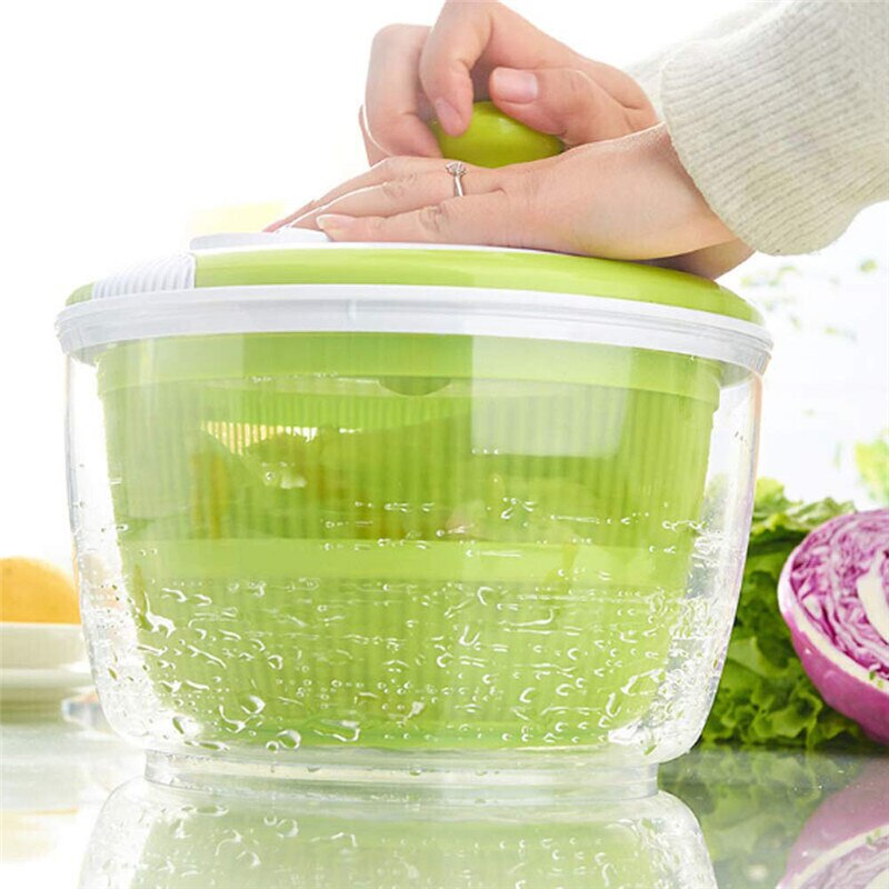 Salad Spinner Lettuce Dryer Easily Spin ABS Manual Vegetable Dehydrator High Speed Centrifugal Drainer Basket Kitchenware