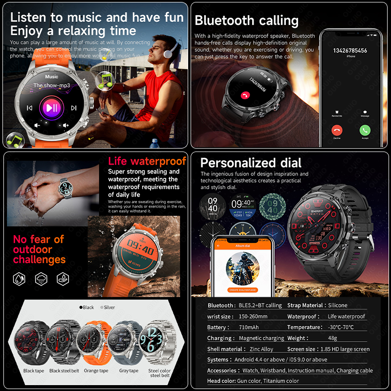 2025 1.85 polegadas ultra hd relógio inteligente 710 mah bateria grande nfc detecção bluetooth chamada esportes fitness smartwatch para huawei xiaomi