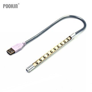 Mini 10 LED S interrupteur tactile Version USB lumière Flexible en métal LED lampe de Table livre lumières pour ordinateur portable ordinateur portable: Silvery