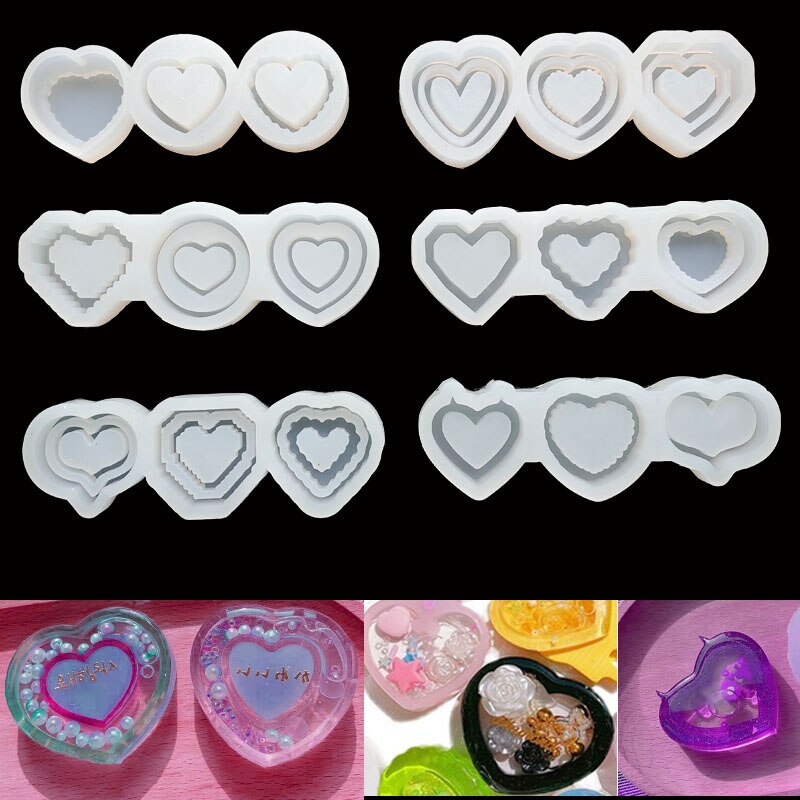 Lille bar shaker fyld diy resin heart shakers charms epoxy resin smykker tilbehør vedhængsforme håndlavede