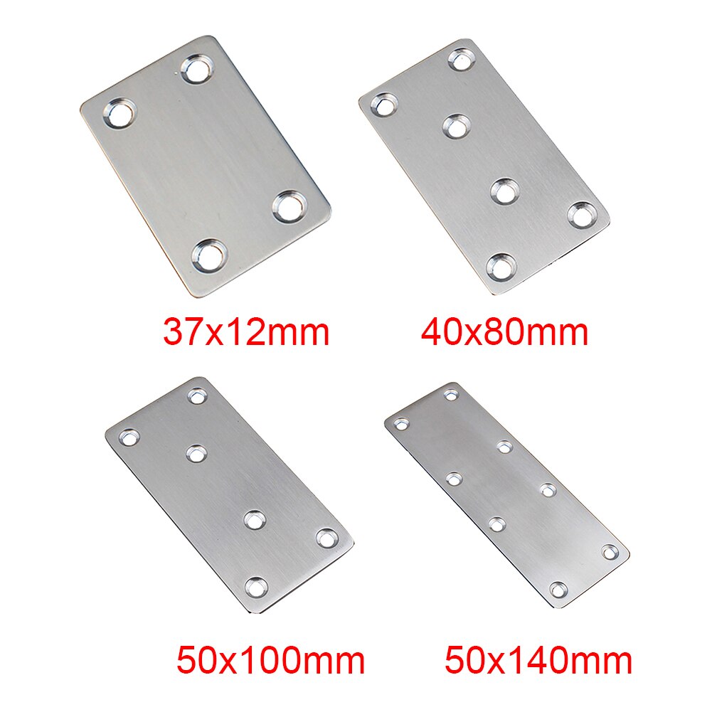 5pcs Connector Repair Plates Stainless Steel Mending Fixing Straight Brace Furniture Heavy Duty Accessories Flat Corner Bracket