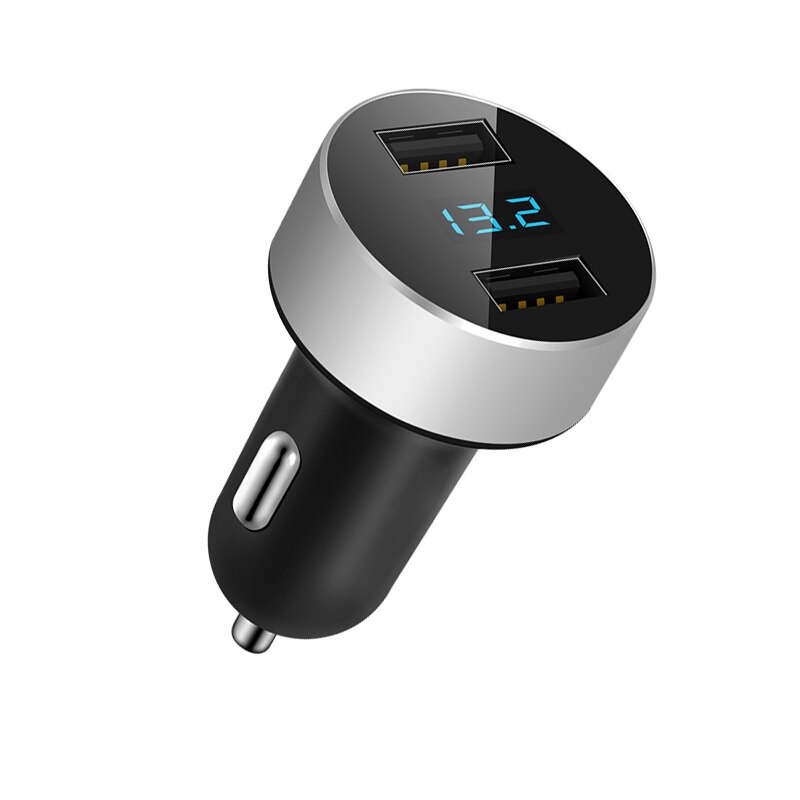 Smart USB Car Charger Phone Fast Charger Max 4.8A LED Car Adapter DUAL Ports Alloy Mobile Charger For Xiaomi iphone x lenovo z5: Silver 3.1A
