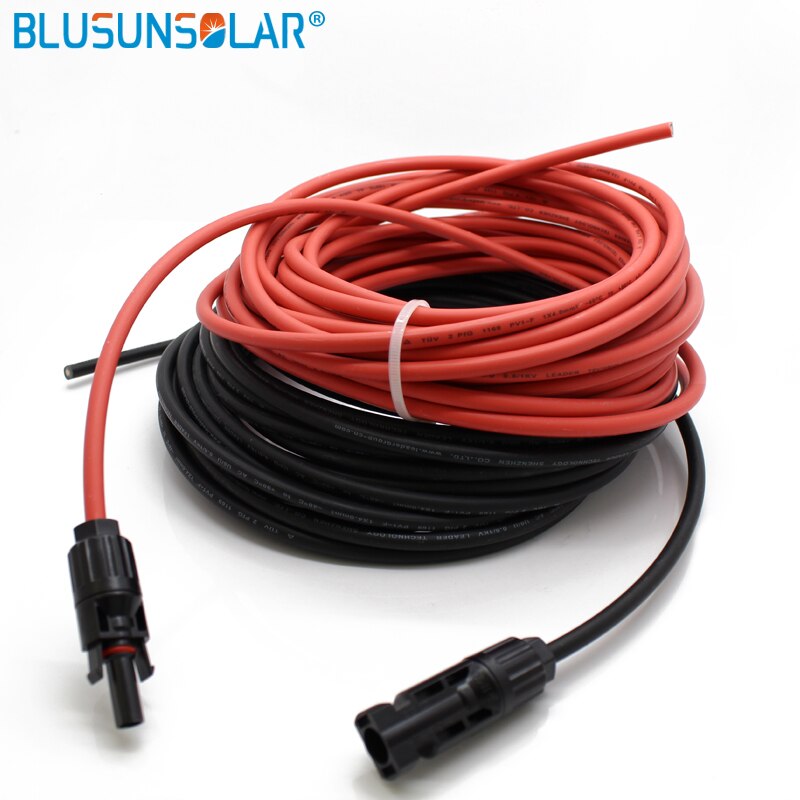 2 pec/lot SolarCable PV Wire Extension with SOLAR Connector Solar PV Cable Copper Wire 6/4/2.5 mm2 10/12/14 AWG