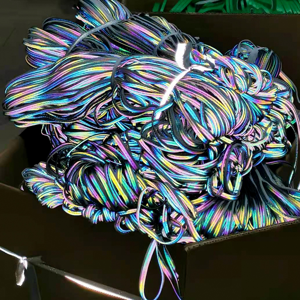 Heldere Zilveren Regenboog Reflecterend Materiaal Reflecterende Piping Stof Strip Rand Braid Trim Voor Kleding Naaien 5M