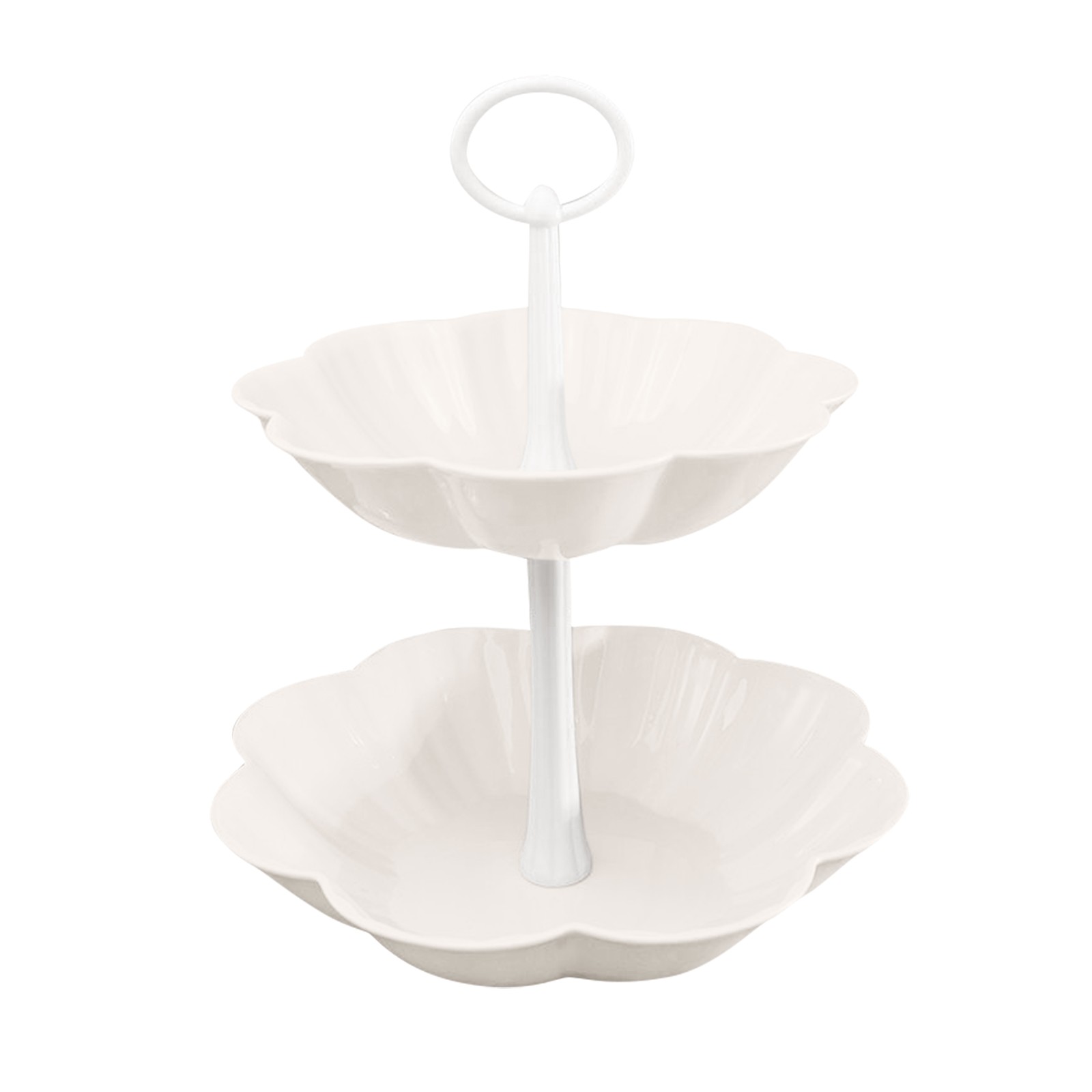 Afneembare Cake Stand Europese Stijl 2 Tier Gebak Cupcake Fruitschaal Serveren Dessert Houder Wedding Party Home Decor: White 