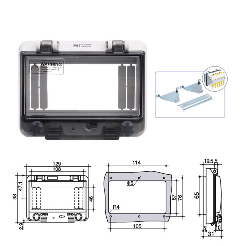 Transparent button protection window cover Waterproof window circuit breaker switch IP67 splash cover box: 6 without bottom