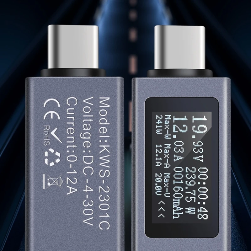 KOWSI USB C Meter Current Tester USB Checker USB Charging Detector USB C Voltmeter Ammeter Detector