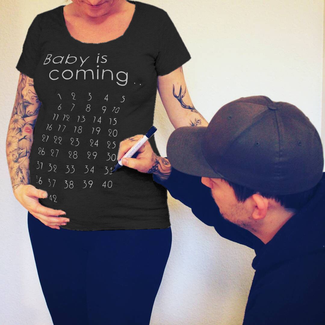 Kvinder gravid tøj baby nu indlæser pls vent barsels t-shirt sommer kortærmet gravid t-shirts 2020 maggies rollator: Sort / S