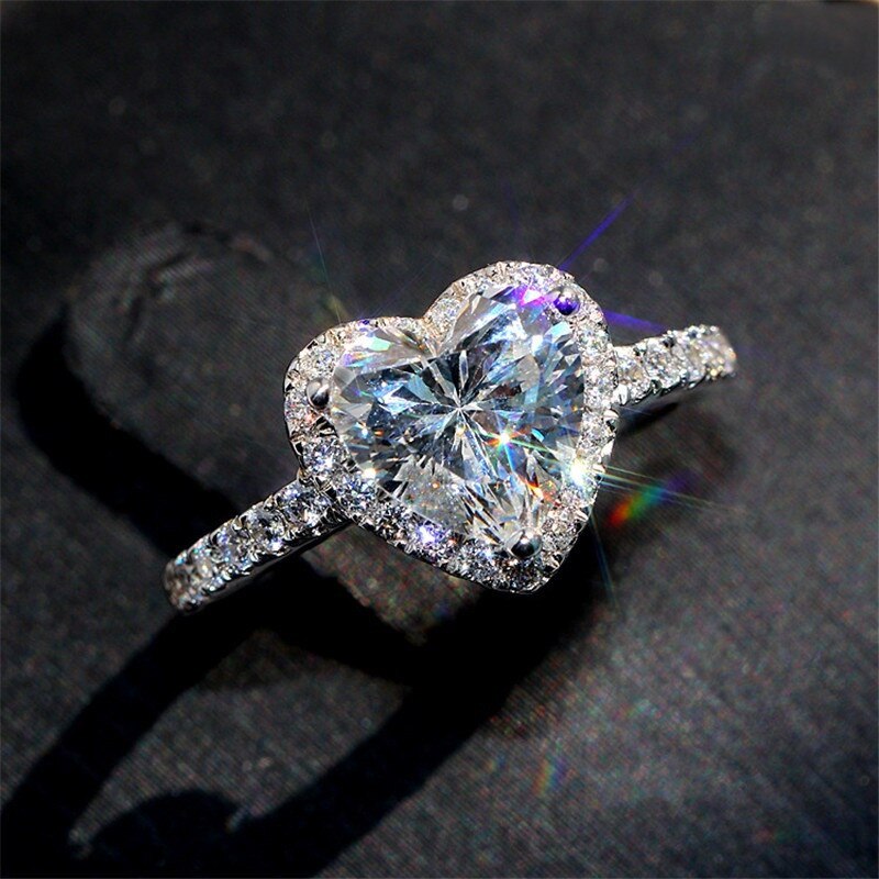 Modyle Silber Farbe Prinzessin AAA Zirkonia Liebe Herz CZ Stein Ringe für Frauen Engagement Schmuck Jahrestag: 5
