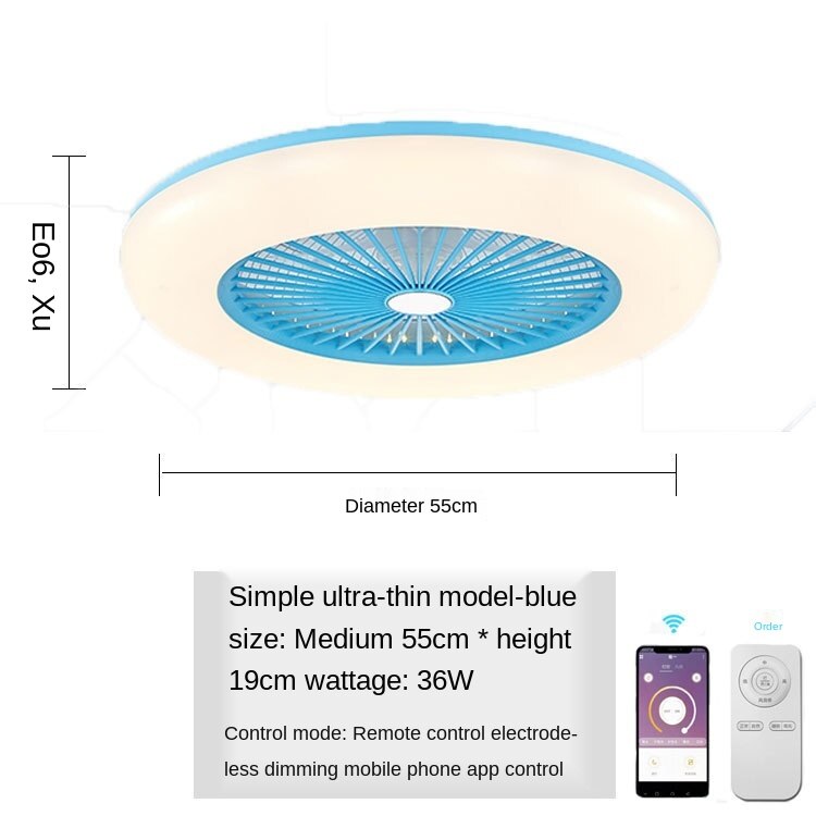 Ceiling Fan with Lighting 180V-265V LED Light with APP Mobile Phone Control Support Bluetooth Connection for Bedroom Living Room: 3