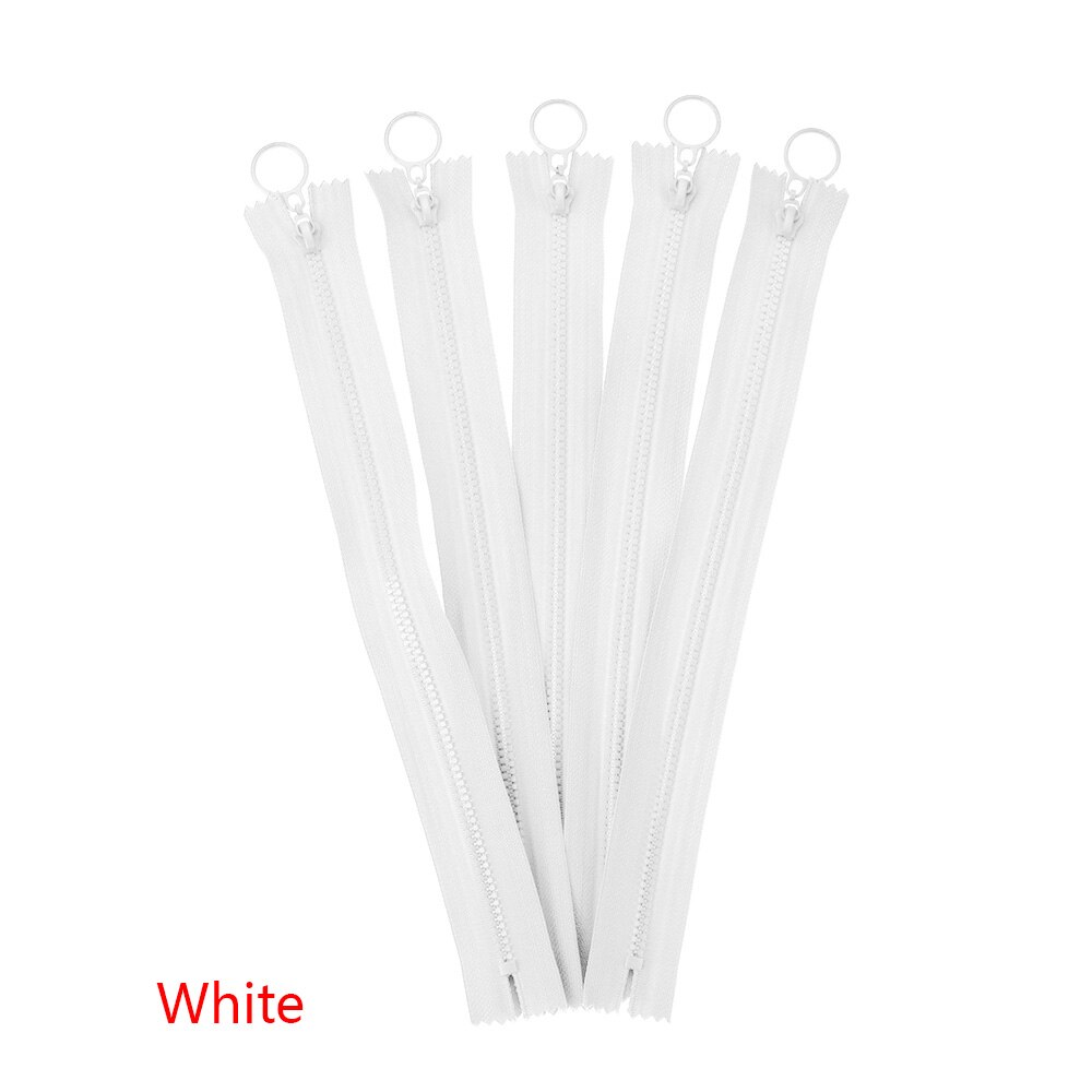 Uds 25cm cremalleras invisibles DIY de Nylon de bobina cremallera para costura Ropa Accesorios anillo de tiro de cremallera Slider la cabeza para DIY de prendas de vestir: white