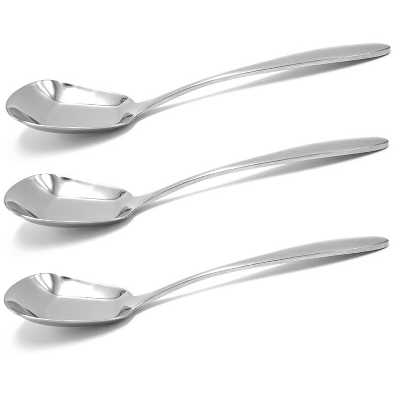 Suppeskeer i rustfrit stål, bordskeer, middagsskeer, risskeer, speciel firkant, spejlpolering, sæt  of 3: Default Title