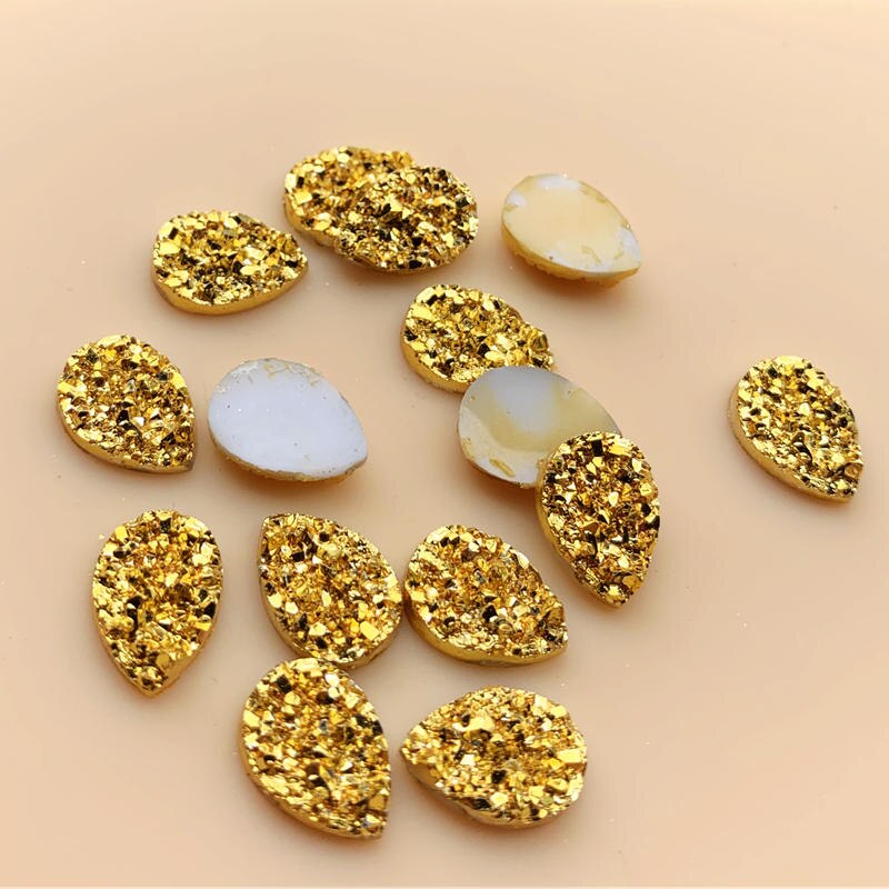 Diy 50 Stuks 9*13Mm Glitters Ab Kleuren Minerale Oppervlak Resin Plaksteen Cabochon Diy Bruiloft Decoratie ambachten-A57: A571