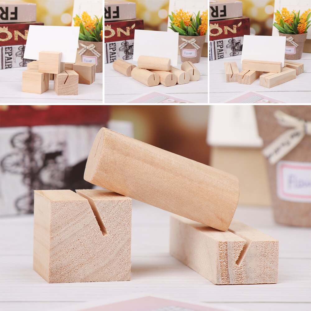 Natuurlijke Hout Notes Clips Foto Houder Papier Klem Stand Tafel Nummers Houder Ondersteuning Plaats Kaart Bureau Kaart Berichten Ambachten Decor