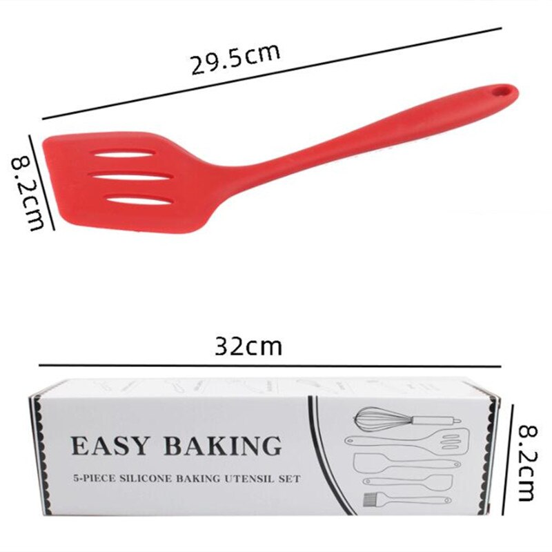 5PCS Silicone Cooking Utensils Set Heat Resistant Non-stick Spatula Tools Baking Kitchen Tool Accessories Dinnerware Sets