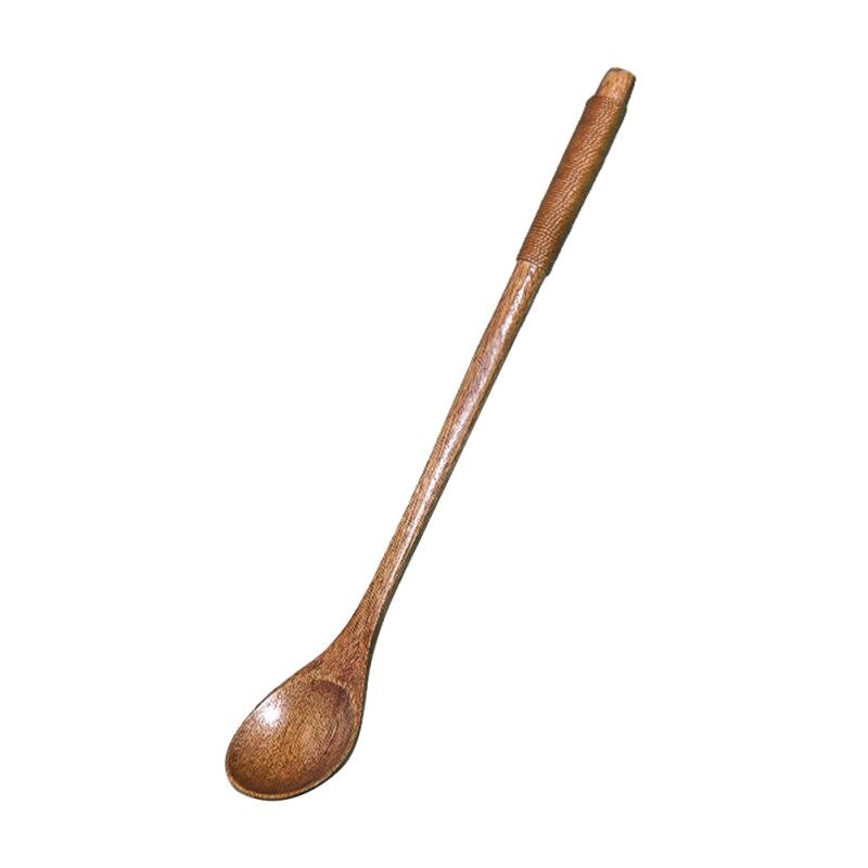 Long Handle Wooden Spoons Dessert Coffee Stirring Spoon Chinese Natural Wood Spoon Tableware Kitchen Honey Mixing Spoon Stirrer: 6