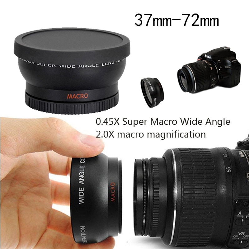 37MM43 46 49 52 55 58 67 72mm 0.45X objectif de photographie Macro Super grand Angle Fisheye pour Canon NIKON Sony PENTAX DSLR DV
