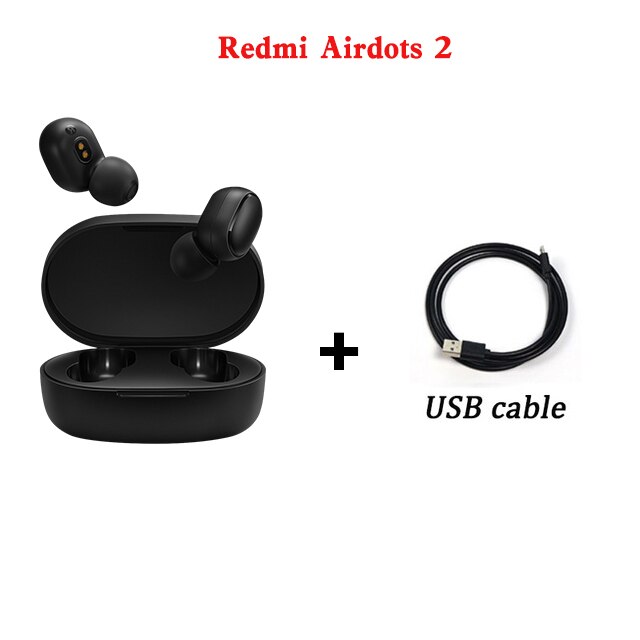 Wireless earphone original Xiaomi Redmi Airdots 2 TWS bluetooth 5.0 earbuds AI control Xiaomi Redmi Airdots 2: with cable