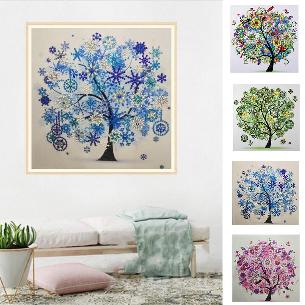 4pcs DIY Diamond Painting Four Seasons Tree Special Shaped Diamond Cross Stitch Kits Crystal Rhinestone Picture Arts