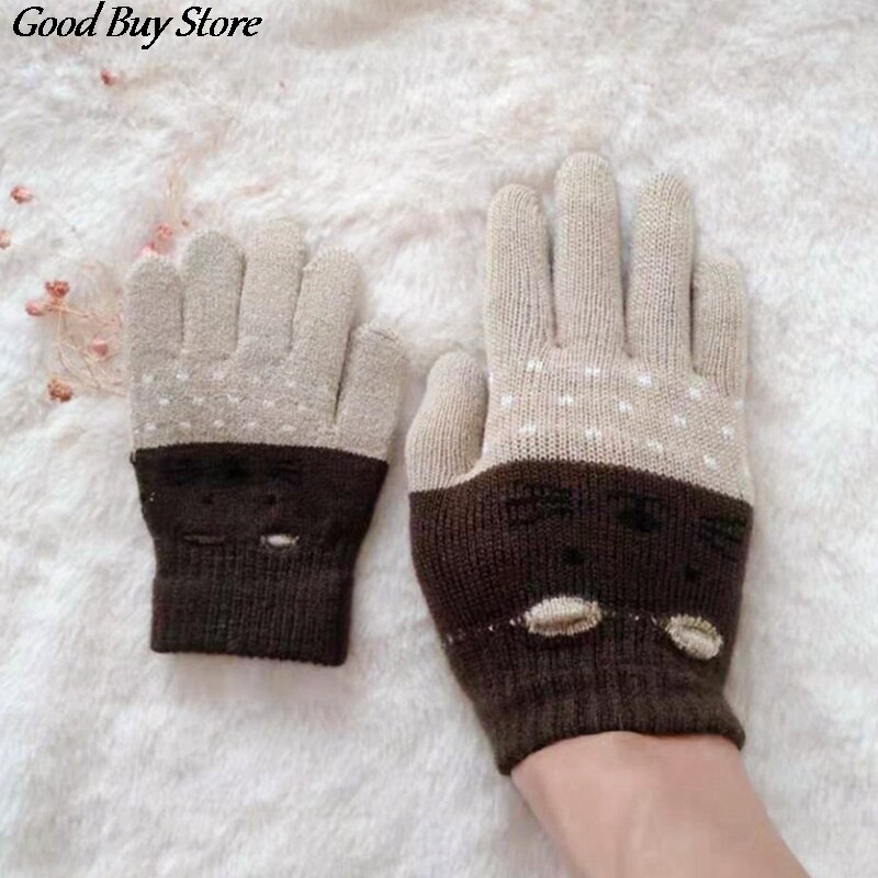 Lente Warm Leuke Kat Handschoenen Kinderen Kids Volledige Vinger Breien Wanten Zachte Comfortabele Kasjmier Gebreide Vinger Handschoenen Guantes