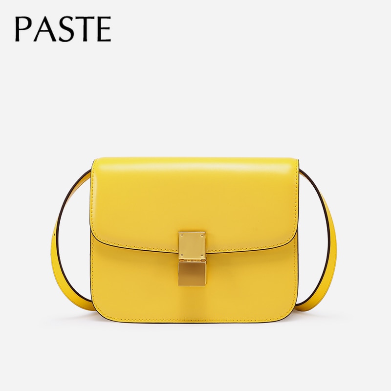 Estate Delle Donne Del Sacchetto SCATOLA di Cuoio Genuino Del Progettista di Marca Crossbody Borsa Delle Donne Classiche Borse A Tracolla Ragazze Inclinato Pulsante di Blocco Borse