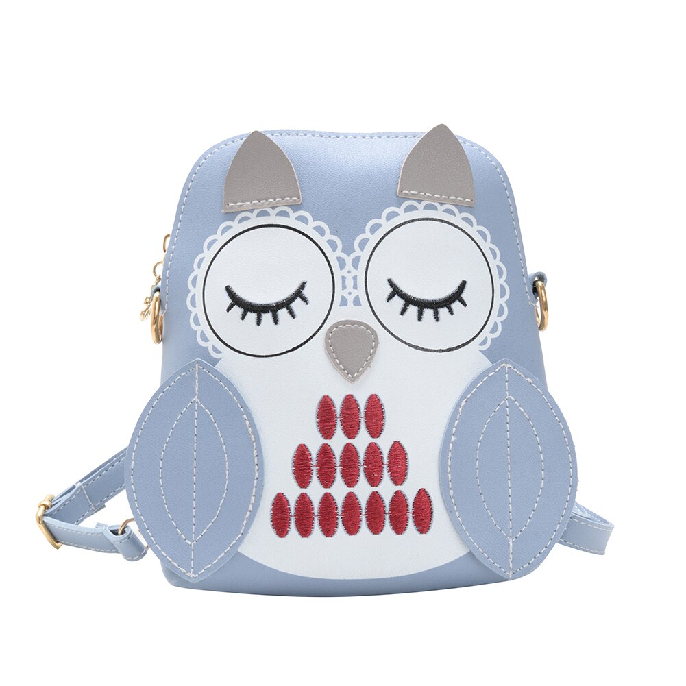 Comfortabele uil dieren messenger bag kinderen meisjes cartoon splicing multifunctionele schouder crossbody tas kinderen schattige handtassen: Hemelsblauw