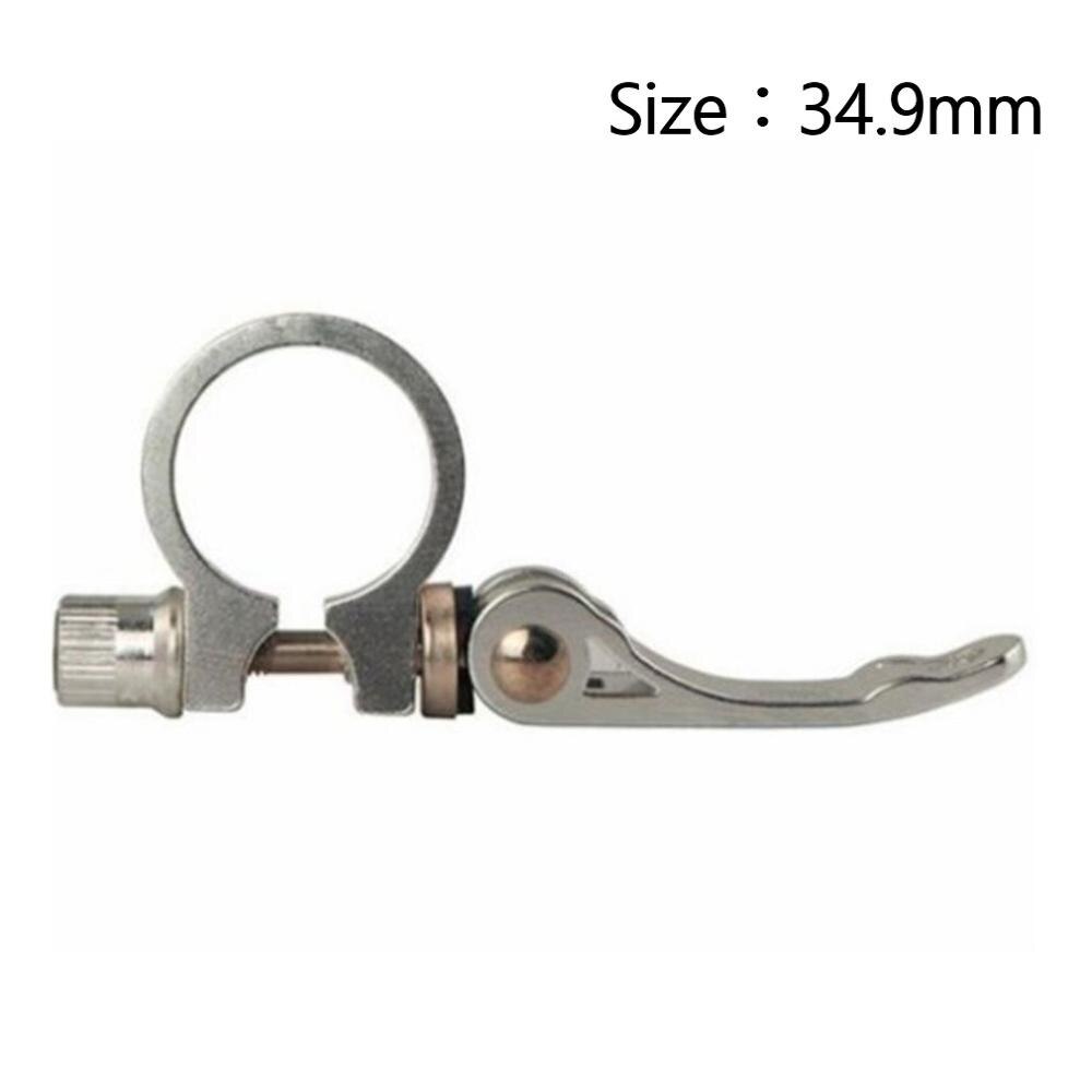 Colorful Bicycle Quick Release Seat Tube Clamp Mountain Bike Rack Seat Tube Clamp Lock Quick Release Button Aluminum Alloy: Silver 34.9mm